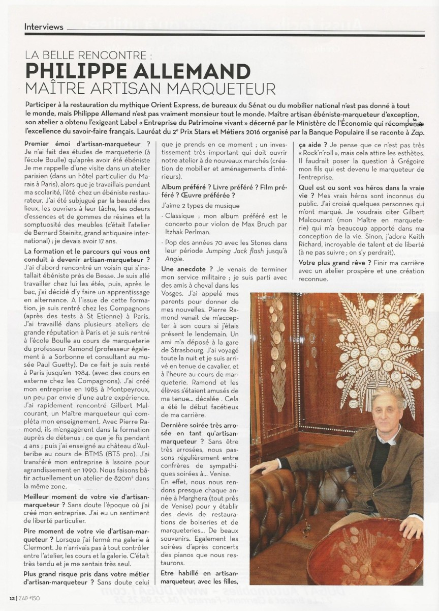 La belle rencontre du ZAP Magazine : Interview de Philippe Allemand